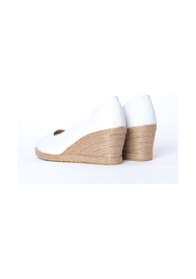 Star Tombis Gerçek Elişi Beyaz Keten Espadril Dolgu Topuk Handmade Beyaz