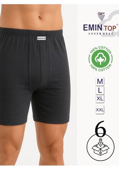 Mercan Erkek Boxer Short 6'lı - Antrasit Boxer Şort Gri