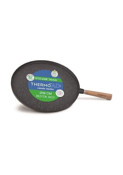 Thermoad Gözleme Tavası 36 CM Ahşap Saplı Gri