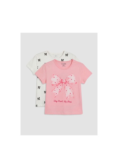 Lc Waikiki Alıta Cıty Farkıyla Lcw Kids Pembe Baskılı Kız Çocuk Tişört 2'li Pembe - 931022513 Pembe
