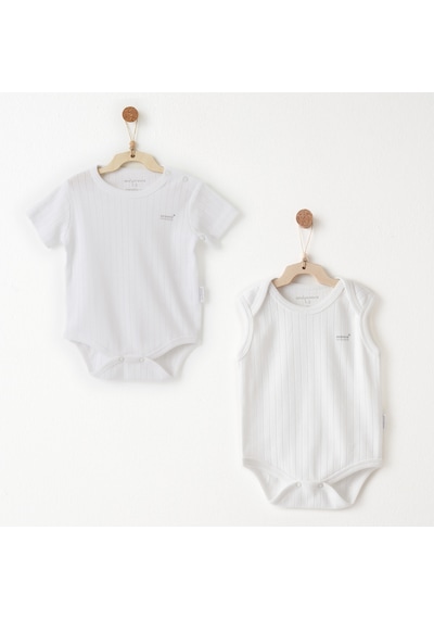 Andywawa Body Jacquard Hello Elephant 2 Parça Bebek Body Ac26584 Beyaz
