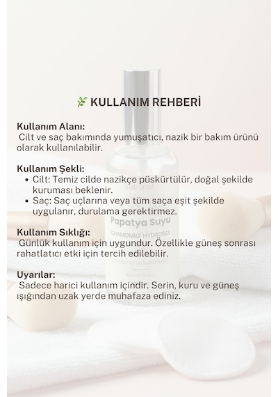 Papatya Suyu 100 Ml Yatıştırıcı Cilt & Aydınlatıcı Saç Toniği Hidrosol