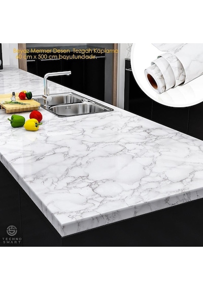 Trendpoint 60Cmx500Cm Mermer Desen Mutfak Banyo Dolap Tezgah Üstü