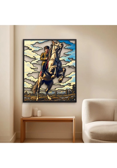 Şahlanan Atta Başkomutan - Metal Tablo - Dec0326 56 X 65 Cm Çok Renkli