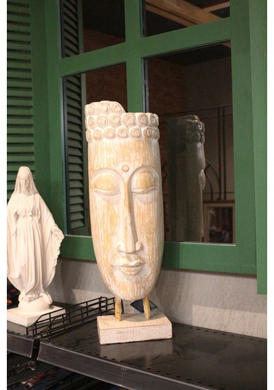 Ahşap Dekoratif Büyük Buda Mask 60cm Albızıa Wood