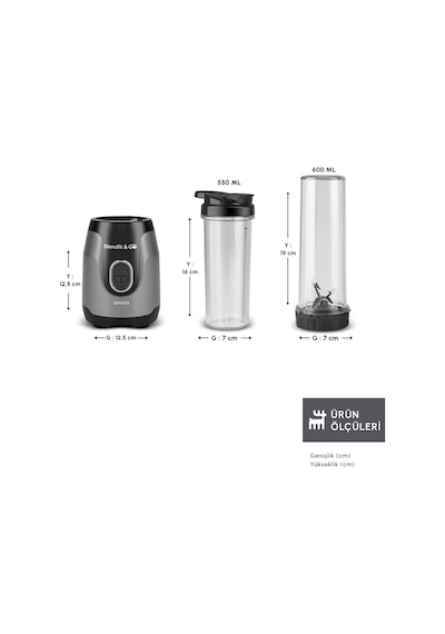 Karaca Blendy Personal Kişisel Kulplu Smoothie Blender Çift Hazneli Silver