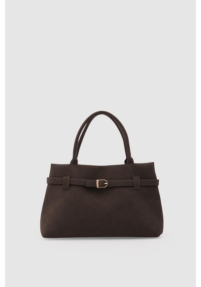 Shule Bags Mussel Süet Omuz Çantası Kahve Kahverengi - Siyah - Bej