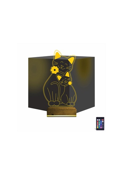Luvivia Sevimli Kedi 3d Lamba - Masa Gece Lambası Şeffaf