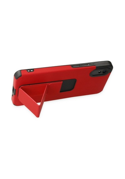 Xiaomi Redmi 9a Kılıf Mega Standlı Silikon - Kırmızı -