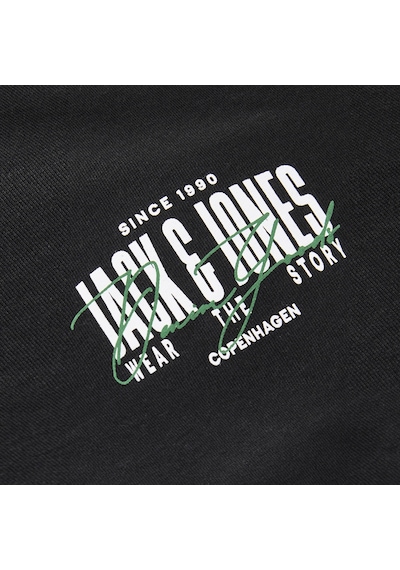 Jack & Jones Erkek Gögüs Baskili Bisiklet Yaka Tisört - Aero - 12298488 Siyah