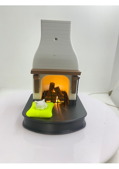 Mini Şömine Işığı Beyaz Kahverengi Siyah