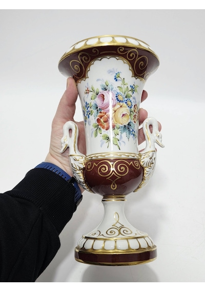Sevres Çiçek Desenli Porselen Vazo 28cm Çok Renkli