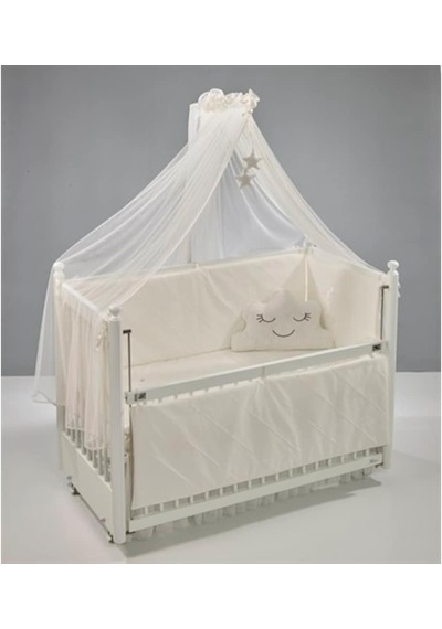 Meltem Kids Motto Ekru Nakışlı Pamuklu Bebek Uyku Seti 60 x 120 CM Ekru