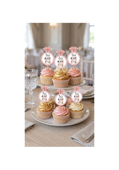12 Li Bride Team Yazılı Cupcake Kürdan Süsü.