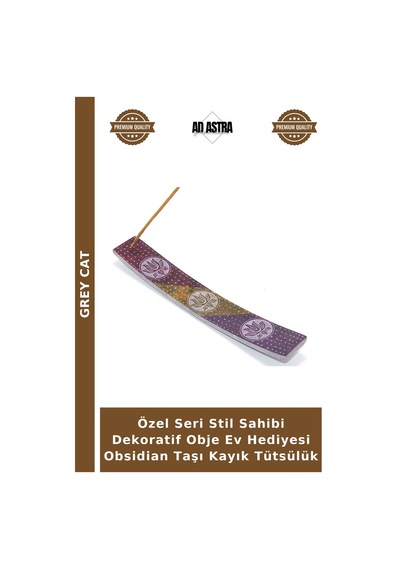 Özel Seri Stil Sahibi Dekoratif Obje Ev Hediyesi Obsidian Taşı Kayık Tütsülük