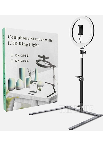 Masaüstü 10 İnç 26 Cm Led Işıklı Ürün Takı Yemek Çekim Standı Tik