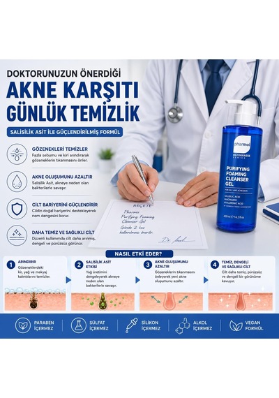 Salicylic Acid Foaming Cleanser Gel 400 Ml - Yağlı Ve Sivilceli Cilt Yüz Temizleme Jeli