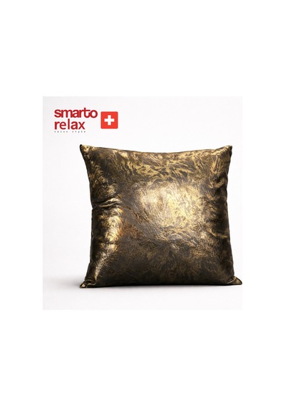 Smarto Relaxvdolgulu Kırlent Tekli Antibakteriyel Desenli Dekoratif 45x45 Cm Siyah - Altın