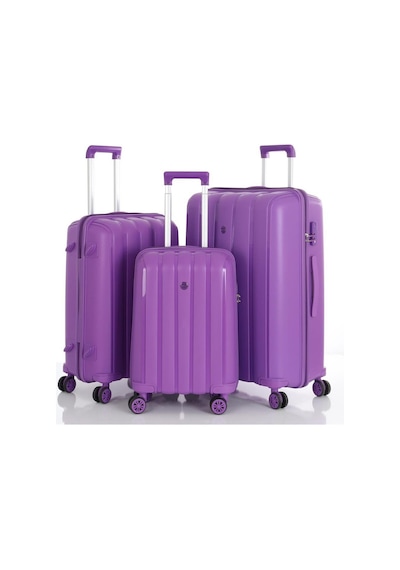 Mçs 3lü Set Kırılmaz Silikon Seyahat Valizi Bavulu V305 Mor