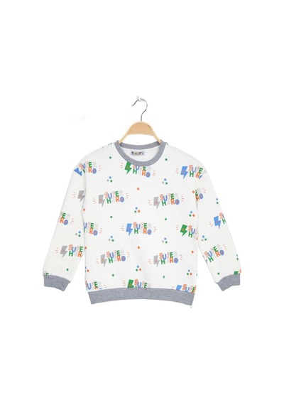 Alglıfe Erkek Çocuk Super Hero Baskılı Sweatshırt Gri