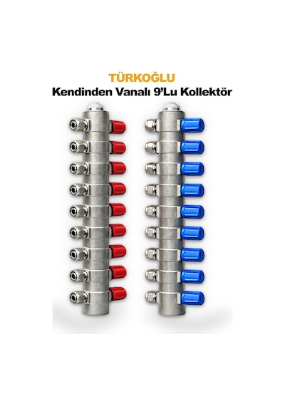 1'inç 16 Lık Kendinden Vanalı 9 Lu Kollektör Takıl Halinde Satılır 2 Adet Kırmızı-mavi Diğer