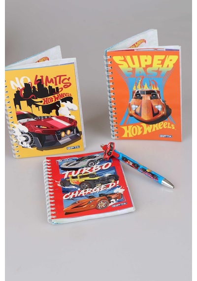 Yeni Sezon Lisanslı Hot Wheels Spırallı A6 Çizgili Not Defteri / Bloknot Ve 0.7 Versatil Uçlu Kalem 2'lisi Ahşap