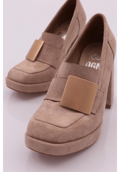 Dgn K3803 Kadin Topuklu Loafer Ayakkabi K3803-424-R1920 Vizon