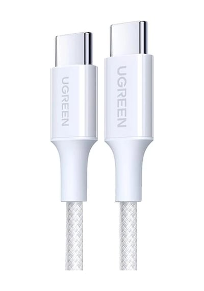 Ugreen Usb-c 100w 5a Qc Pd Örgülü Hızlı Şarj Kablosu, 1 Metre, Beyaz, 35220 -