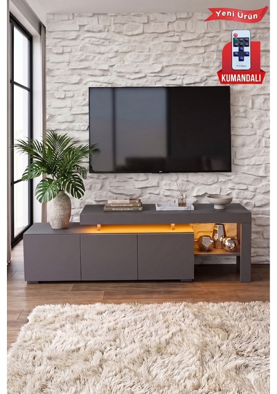 Luma Led Işıklı Tv Ünitesi 160 Cm - Modern Tv Sehpası Antrasit Luma Led Işıklı Tv Ünitesi 160 Cm - Modern Tv Sehpası Antrasit