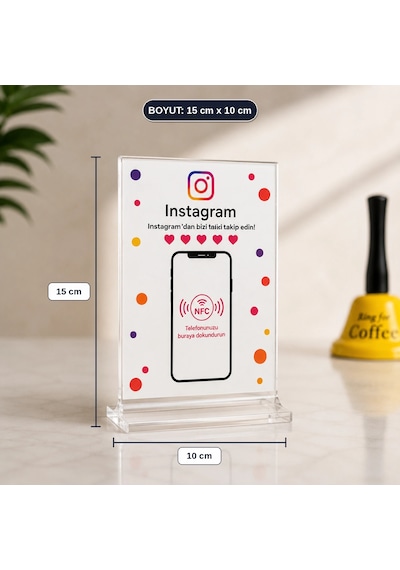 Nfc Akıllı Instagram Takip Kartı Pleksi Masaüstü Standı