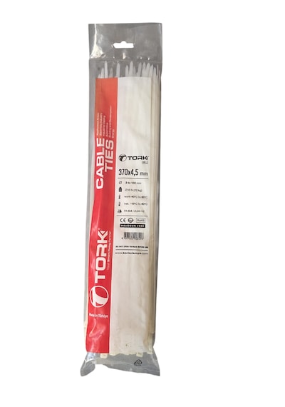 Tork 370x4,5 Mm Plastik Kablo Bağı Beyaz 100 Adet