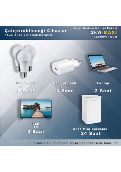 Matech 2 Kw Maxı Solar Paket Sistem 2000w/gün