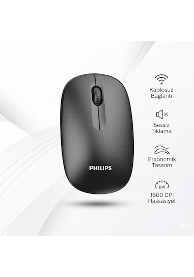 Philips SPT6318 Kablosuz Türkçe Q Klavye ve Mouse Seti Siyah