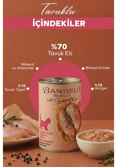 Tavuklu Yavru Yaş Konserve Kedi Maması - %100 Hayvansal Proteinli Jöleli Parça Etli,400 Gr X 12 Adet