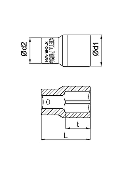 Ceta Form C02-h110 1/4' 6 Köşe Lokma Anahtar 11 Mm