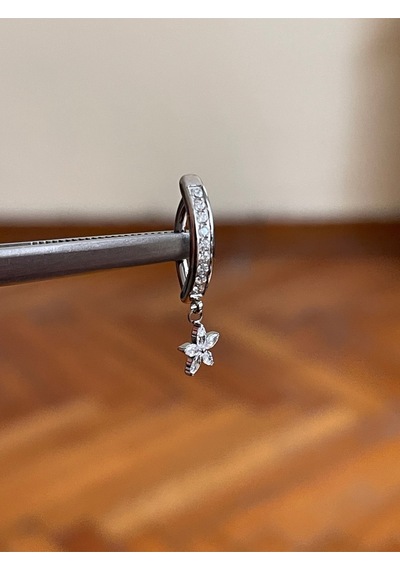 Yıldız Çiçek Sallantılı Titanyum Klips Göbek Piercing Ultraliğht 10 Mm Titanyum Göbek Piercingi Mavi