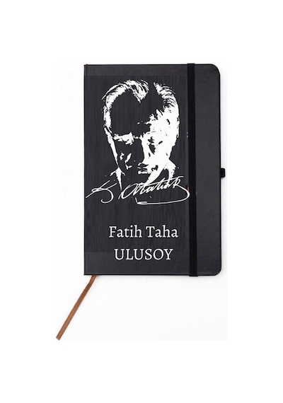 Kişiye Özel Atatürk Süliet Tasarımlı Defter Siyah