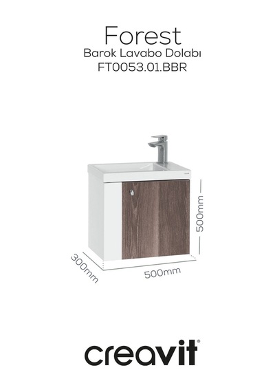 Creavit Forest Lavabo Dolabı 50 Cm Beyaz-barok Beyaz - Barok