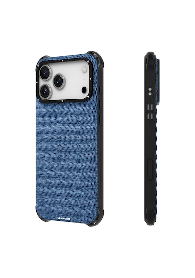 Apple Uyumlu iPhone 17 Pro Max Kılıf M-safe Şarj Özellikli Youngkit Canvas Serisi Kapak Mavi Mavi