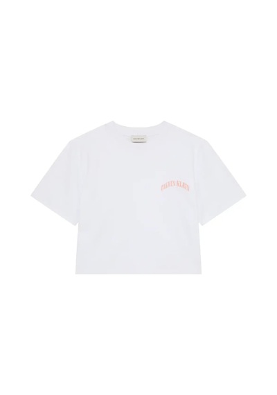 Calvin Klein Ss Sleek Interlock E, Yaf Beyaz Kadın T-shirt