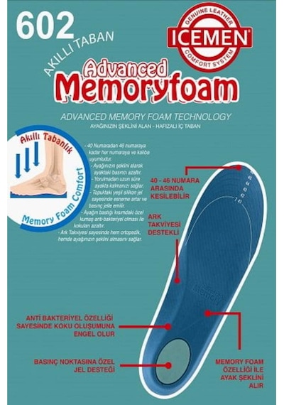 Yüksek Konforlu Akıllı Memory Foam Tabanlık 36-38 Numara