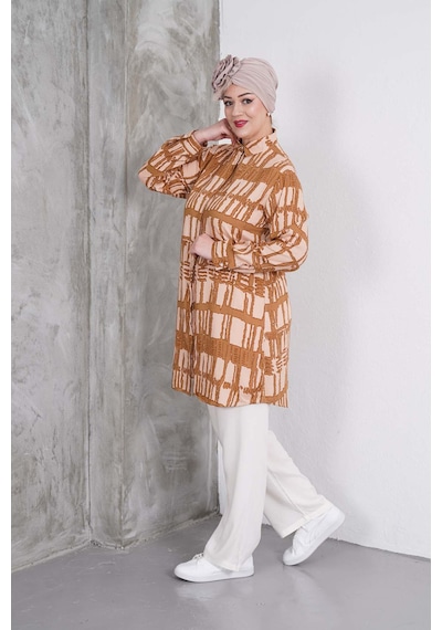 Polologin Butik Kahverengi Çizgili Tunik Ve Krem Pantolon Takım Kahverengi & Krem Polologin Butik Kahverengi Çizgili Tunik Ve Krem Pantolon Takım Kahverengi & Krem