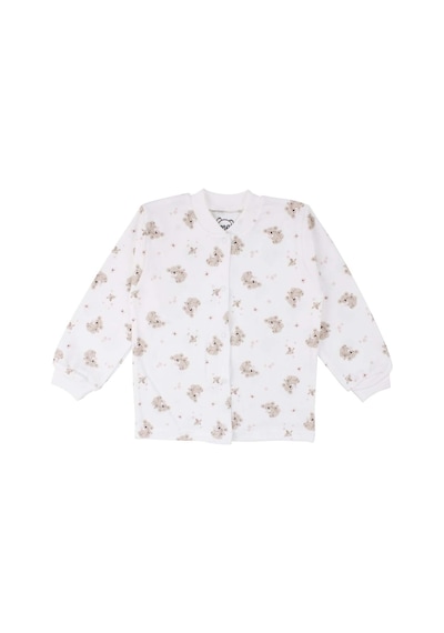 Bebegen Kız Çocuk Ekru Bej Koala Desenli Çıtçıtlı Pijama Takımı Çok Renkli