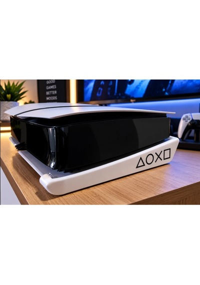 Ps5 Pro Uyumlu Yatay Stand Playstation 5 Pro Konsol Altlığı Sembollü Masaüstü Destek Standı Beyaz