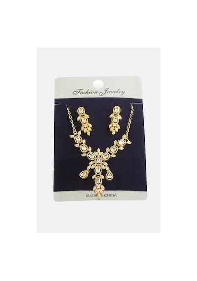 Çiçek Zirkon Taşlı Set Kolye Altın 83582658