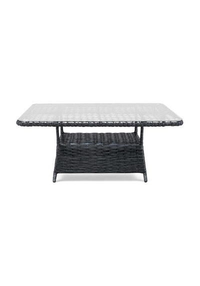 Niron Leo 3'lü Rattan Bahçe Oturma Grubu - Antrasit Temperli Cam Set 3+1+1+2 Puf
