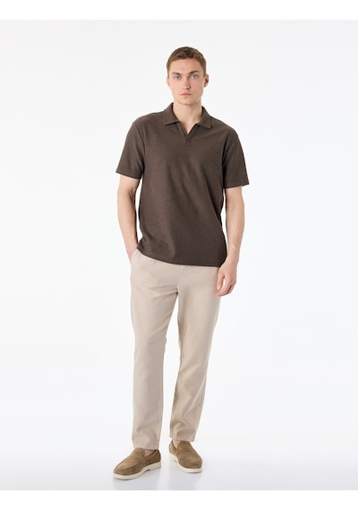 Koton Regular Fit Kısa Kollu Basic Polo Yaka Tişört Kahverengi 6sam10426mk Kahve