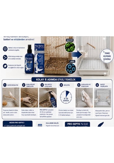 Pro-septic 250ml Doğal Antiseptik Doğal Hayvan Temizleme Yara Göz Kulak Silme Kedi Köpek Kuş Sağlığı Zararsız Sprey