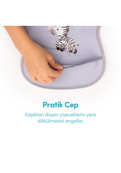 Sevi Bebe Cırtlı Muşamba Önlük Zebra Art 22-183 Lila