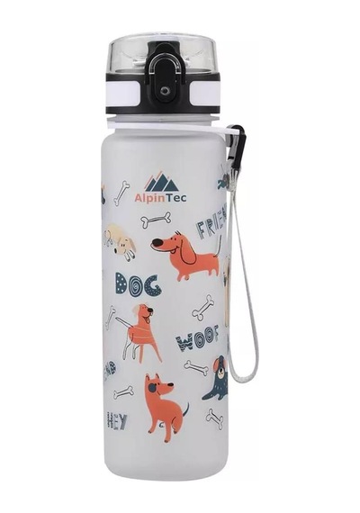 Alpintec Köpek Desenli Gri Tritan Çocuk Su Matara 500 Ml Gri